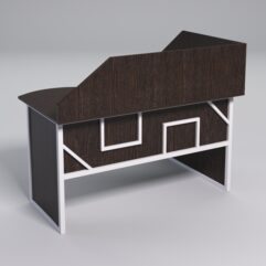 Стол эргономичный офисный СЭ-13А (левосторонний) с экраном СТРОНГ в стиле ЛОФТ декор №1, Дуб Венге + металлический каркас Белый