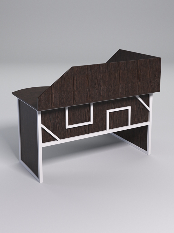 Стол эргономичный офисный СЭ-13А (левосторонний) с экраном СТРОНГ в стиле ЛОФТ декор №1, Дуб Венге + металлический каркас Белый