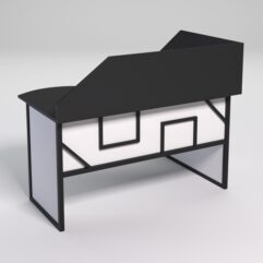 Стол эргономичный офисный СЭ-13А (левосторонний) с экраном СТРОНГ в стиле ЛОФТ декор №1, Черный и Белый