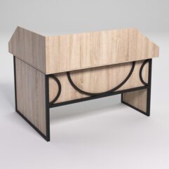 Стол эргономичный офисный СЭ-14 (правосторонний) с экраном СТРОНГ в стиле ЛОФТ декор №1, Дуб Сонома