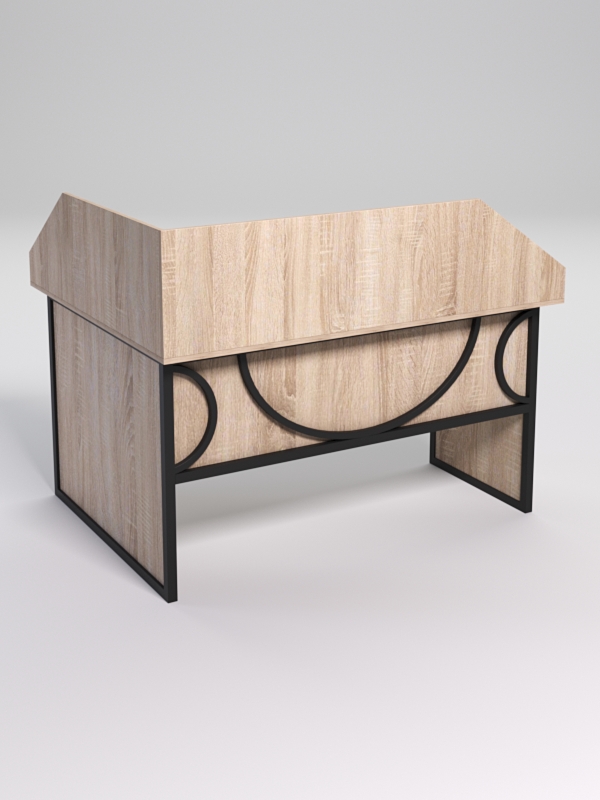 Стол эргономичный офисный СЭ-14 (правосторонний) с экраном СТРОНГ в стиле ЛОФТ декор №1, Дуб Сонома