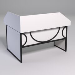 Стол эргономичный офисный СЭ-14 (правосторонний) с экраном СТРОНГ в стиле ЛОФТ декор №1, Белый