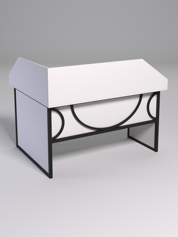 Стол эргономичный офисный СЭ-14 (правосторонний) с экраном СТРОНГ в стиле ЛОФТ декор №1, Белый