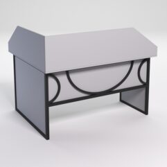 Стол эргономичный офисный СЭ-14 (правосторонний) с экраном СТРОНГ в стиле ЛОФТ декор №1, Серый