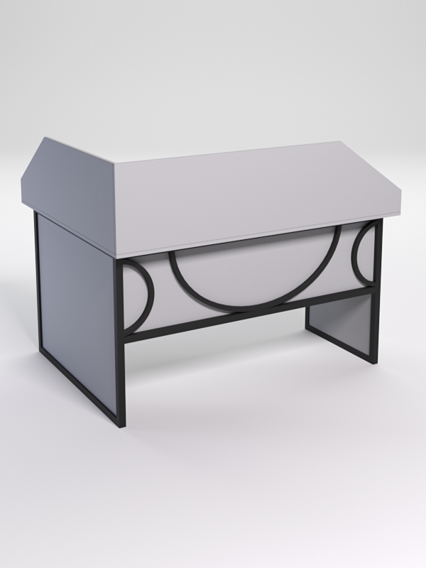 Стол эргономичный офисный СЭ-14 (правосторонний) с экраном СТРОНГ в стиле ЛОФТ декор №1, Серый