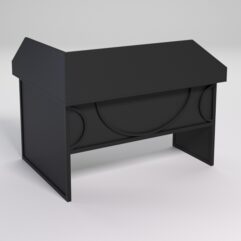 Стол эргономичный офисный СЭ-14 (правосторонний) с экраном СТРОНГ в стиле ЛОФТ декор №1, Черный