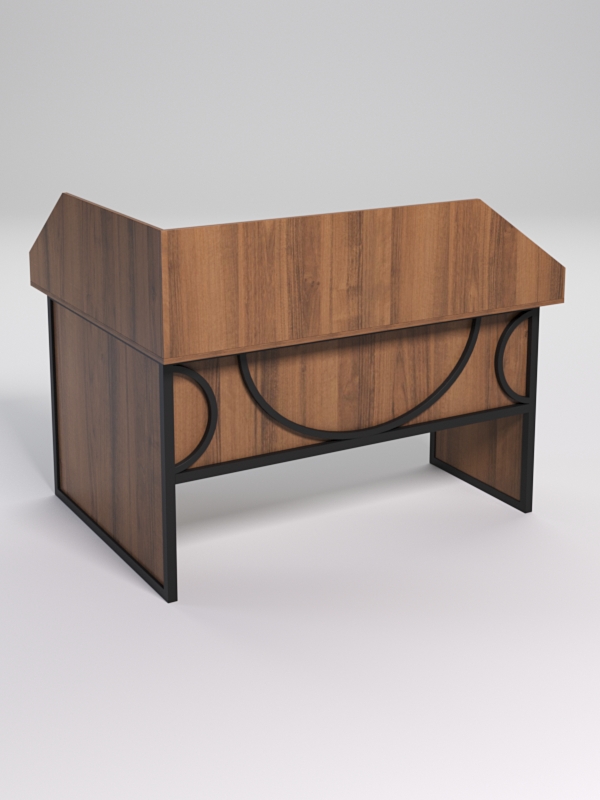 Стол эргономичный офисный СЭ-14 (правосторонний) с экраном СТРОНГ в стиле ЛОФТ декор №1, Орех