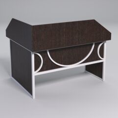 Стол эргономичный офисный СЭ-14 (правосторонний) с экраном СТРОНГ в стиле ЛОФТ декор №1, Дуб Венге + металлический каркас Белый