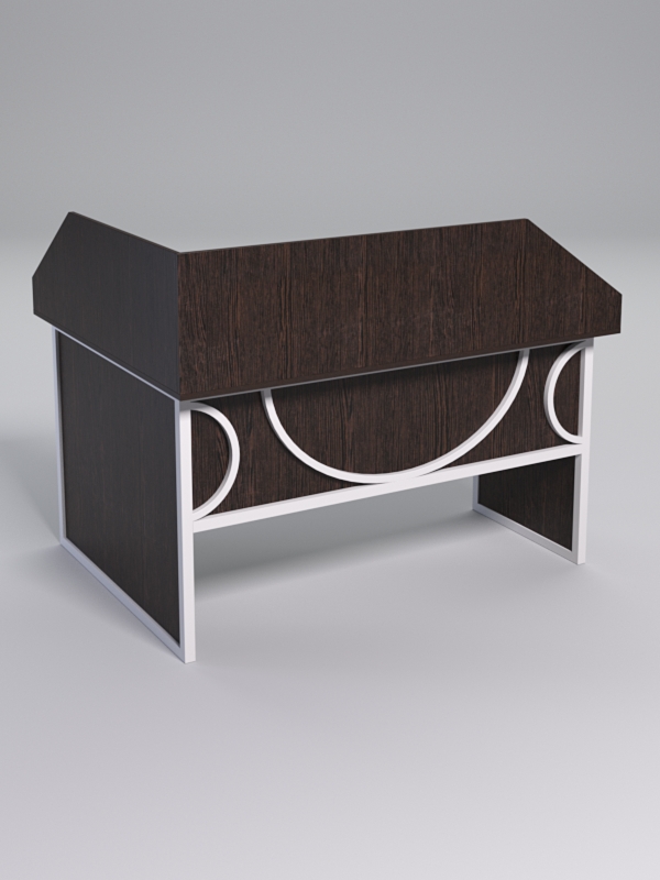 Стол эргономичный офисный СЭ-14 (правосторонний) с экраном СТРОНГ в стиле ЛОФТ декор №1, Дуб Венге + металлический каркас Белый