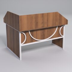 Стол эргономичный офисный СЭ-14 (правосторонний) с экраном СТРОНГ в стиле ЛОФТ декор №1, Орех + металлический каркас Белый