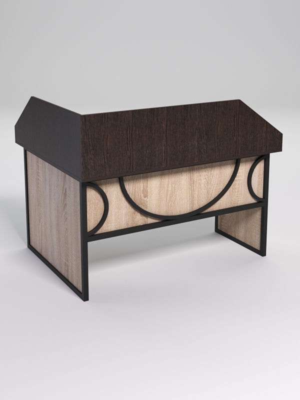 Стол эргономичный офисный СЭ-14 (правосторонний) с экраном СТРОНГ в стиле ЛОФТ декор №1, Дуб Венге и Дуб Сонома