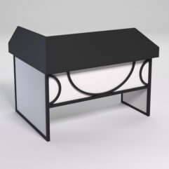 Стол эргономичный офисный СЭ-14 (правосторонний) с экраном СТРОНГ в стиле ЛОФТ декор №1, Черный и Белый