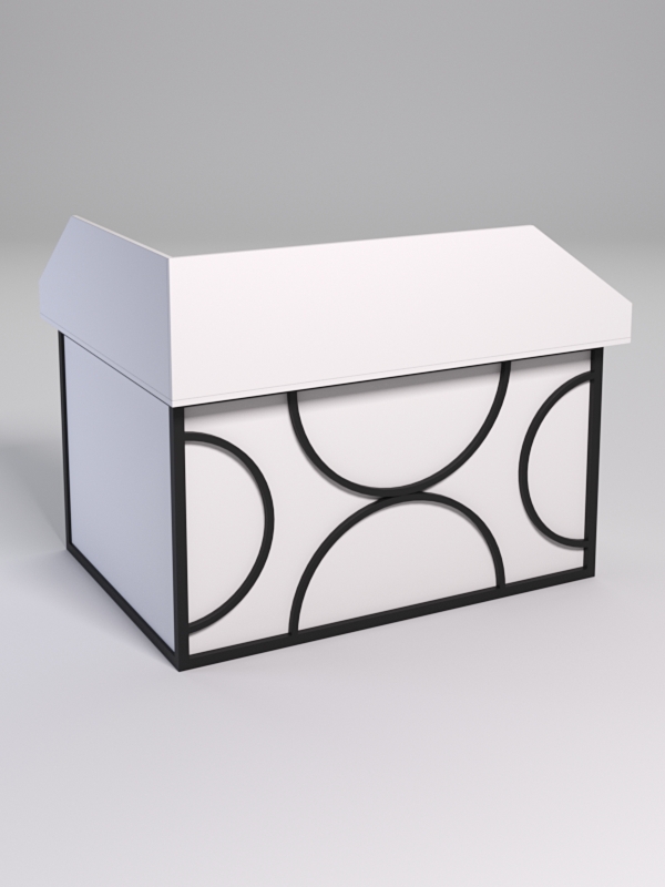 Стол эргономичный офисный СЭ-14А (правосторонний) с экраном СТРОНГ в стиле ЛОФТ декор №1, Белый