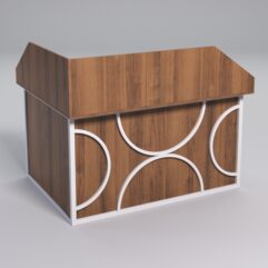 Стол эргономичный офисный СЭ-14А (правосторонний) с экраном СТРОНГ в стиле ЛОФТ декор №1, Орех + металлический каркас Белый