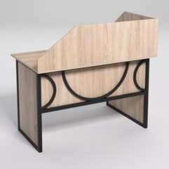 Стол эргономичный офисный СЭ-15 (левосторонний) с экраном СТРОНГ в стиле ЛОФТ декор №1, Дуб Сонома