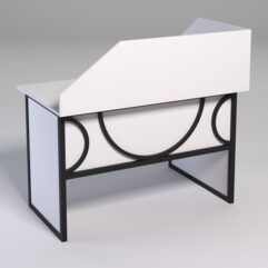 Стол эргономичный офисный СЭ-15 (левосторонний) с экраном СТРОНГ в стиле ЛОФТ декор №1, Белый