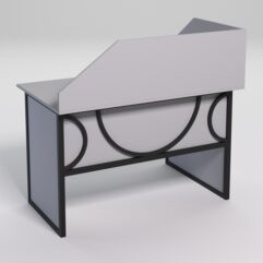 Стол эргономичный офисный СЭ-15 (левосторонний) с экраном СТРОНГ в стиле ЛОФТ декор №1, Серый