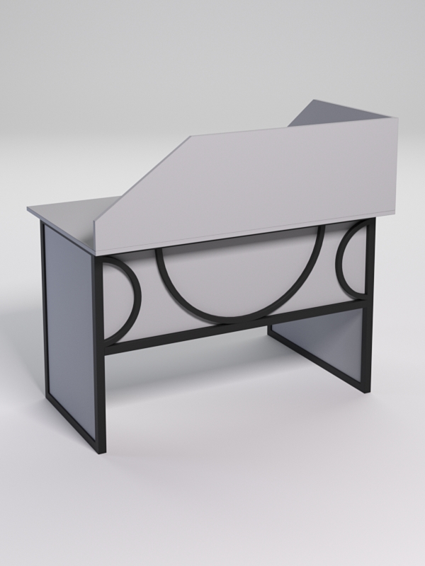 Стол эргономичный офисный СЭ-15 (левосторонний) с экраном СТРОНГ в стиле ЛОФТ декор №1, Серый