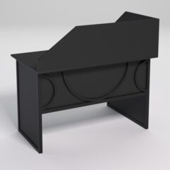 Стол эргономичный офисный СЭ-15 (левосторонний) с экраном СТРОНГ в стиле ЛОФТ декор №1, Черный