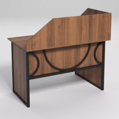 Стол эргономичный офисный СЭ-15 (левосторонний) с экраном СТРОНГ в стиле ЛОФТ декор №1, Орех