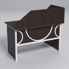 Стол эргономичный офисный СЭ-15 (левосторонний) с экраном СТРОНГ в стиле ЛОФТ декор №1, Дуб Венге + металлический каркас Белый