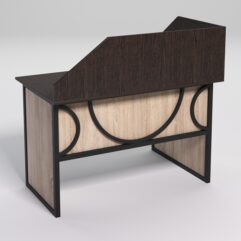 Стол эргономичный офисный СЭ-15 (левосторонний) с экраном СТРОНГ в стиле ЛОФТ декор №1, Дуб Венге и Дуб Сонома