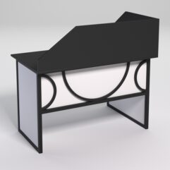 Стол эргономичный офисный СЭ-15 (левосторонний) с экраном СТРОНГ в стиле ЛОФТ декор №1, Черный и Белый