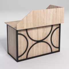 Стол эргономичный офисный СЭ-15А (левосторонний) с экраном СТРОНГ в стиле ЛОФТ декор №1, Дуб Сонома