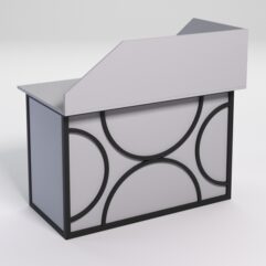 Стол эргономичный офисный СЭ-15А (левосторонний) с экраном СТРОНГ в стиле ЛОФТ декор №1, Серый