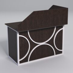 Стол эргономичный офисный СЭ-15А (левосторонний) с экраном СТРОНГ в стиле ЛОФТ декор №1, Дуб Венге + металлический каркас Белый