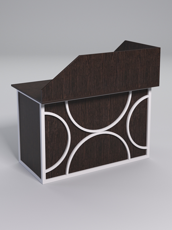 Стол эргономичный офисный СЭ-15А (левосторонний) с экраном СТРОНГ в стиле ЛОФТ декор №1, Дуб Венге + металлический каркас Белый