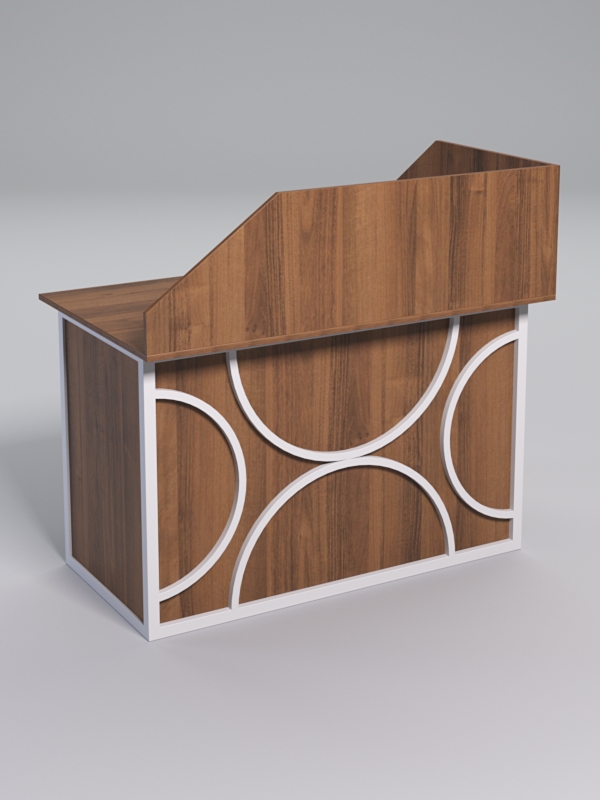 Стол эргономичный офисный СЭ-15А (левосторонний) с экраном СТРОНГ в стиле ЛОФТ декор №1, Орех + металлический каркас Белый