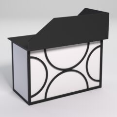 Стол эргономичный офисный СЭ-15А (левосторонний) с экраном СТРОНГ в стиле ЛОФТ декор №1, Черный и Белый