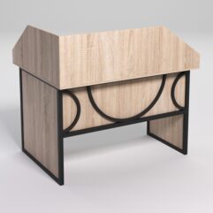 Стол эргономичный офисный СЭ-16 (правосторонний) с экраном СТРОНГ в стиле ЛОФТ декор №1, Дуб Сонома