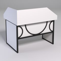 Стол эргономичный офисный СЭ-16 (правосторонний) с экраном СТРОНГ в стиле ЛОФТ декор №1, Белый