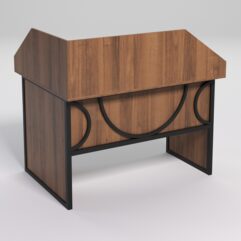 Стол эргономичный офисный СЭ-16 (правосторонний) с экраном СТРОНГ в стиле ЛОФТ декор №1, Орех