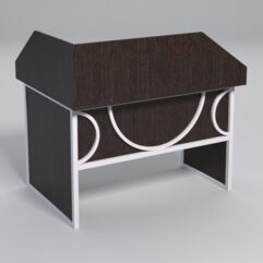 Стол эргономичный офисный СЭ-16 (правосторонний) с экраном СТРОНГ в стиле ЛОФТ декор №1, Дуб Венге + металлический каркас Белый