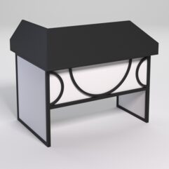 Стол эргономичный офисный СЭ-16 (правосторонний) с экраном СТРОНГ в стиле ЛОФТ декор №1, Черный и Белый