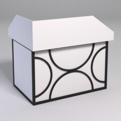 Стол эргономичный офисный СЭ-16А (правосторонний) с экраном СТРОНГ в стиле ЛОФТ декор №1, Белый