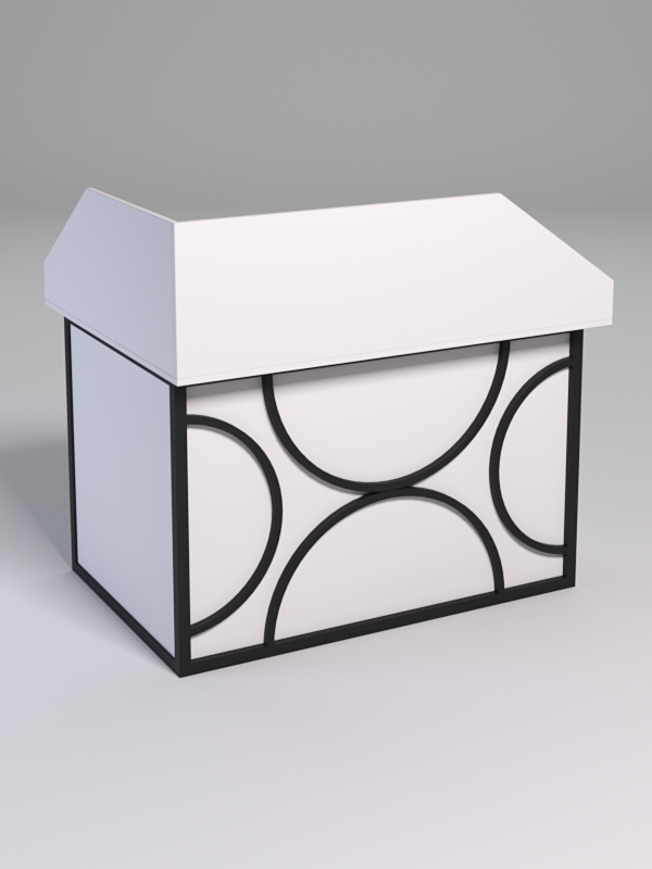 Стол эргономичный офисный СЭ-16А (правосторонний) с экраном СТРОНГ в стиле ЛОФТ декор №1, Белый