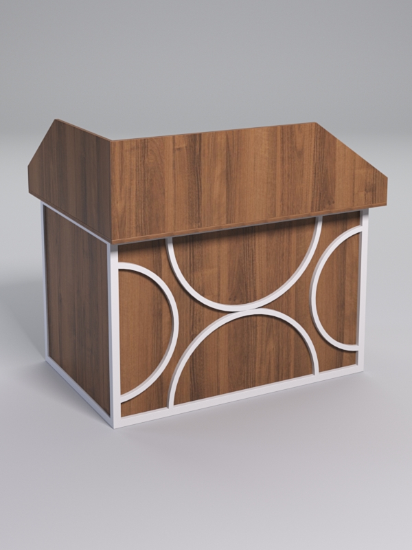 Стол эргономичный офисный СЭ-16А (правосторонний) с экраном СТРОНГ в стиле ЛОФТ декор №1, Орех + металлический каркас Белый