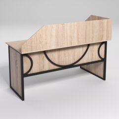 Стол эргономичный офисный СЭ-17 (левосторонний) с экраном СТРОНГ в стиле ЛОФТ декор №1, Дуб Сонома