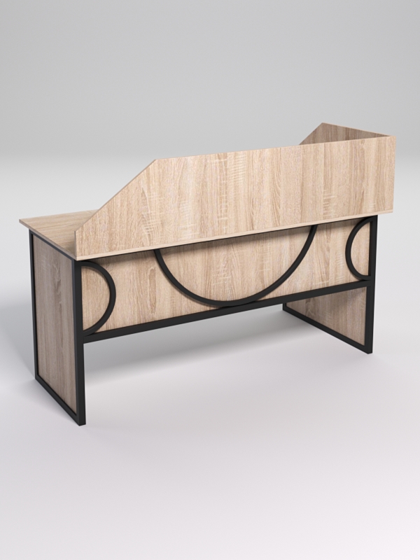 Стол эргономичный офисный СЭ-17 (левосторонний) с экраном СТРОНГ в стиле ЛОФТ декор №1, Дуб Сонома