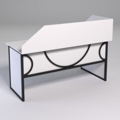 Стол эргономичный офисный СЭ-17 (левосторонний) с экраном СТРОНГ в стиле ЛОФТ декор №1, Белый