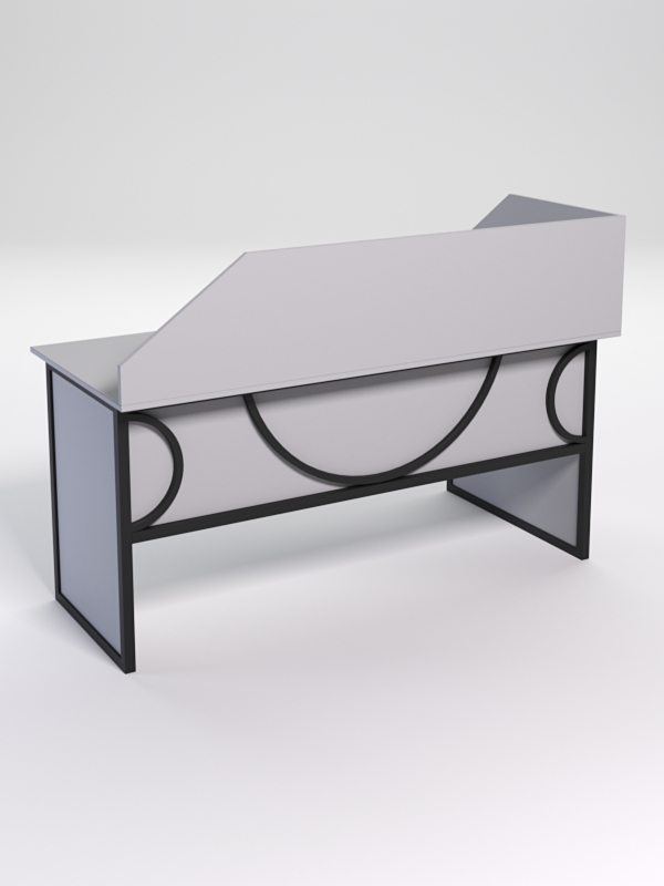 Стол эргономичный офисный СЭ-17 (левосторонний) с экраном СТРОНГ в стиле ЛОФТ декор №1, Серый