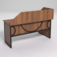 Стол эргономичный офисный СЭ-17 (левосторонний) с экраном СТРОНГ в стиле ЛОФТ декор №1, Орех