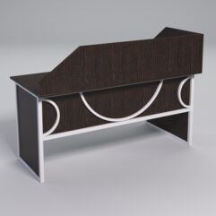 Стол эргономичный офисный СЭ-17 (левосторонний) с экраном СТРОНГ в стиле ЛОФТ декор №1, Дуб Венге + металлический каркас Белый