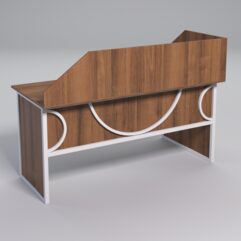 Стол эргономичный офисный СЭ-17 (левосторонний) с экраном СТРОНГ в стиле ЛОФТ декор №1, Орех + металлический каркас Белый