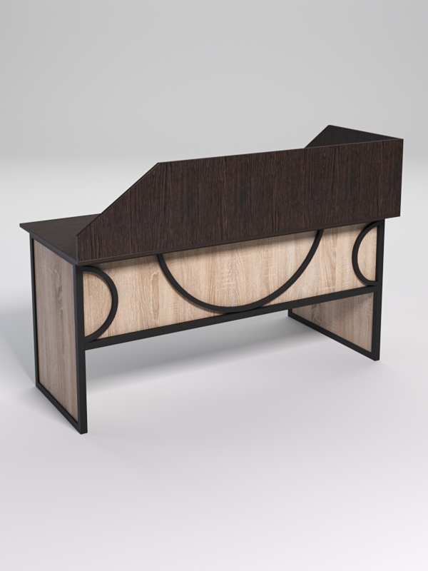 Стол эргономичный офисный СЭ-17 (левосторонний) с экраном СТРОНГ в стиле ЛОФТ декор №1, Дуб Венге и Дуб Сонома