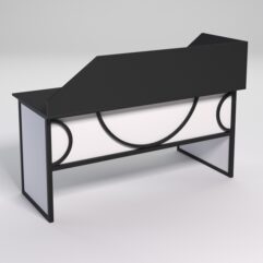 Стол эргономичный офисный СЭ-17 (левосторонний) с экраном СТРОНГ в стиле ЛОФТ декор №1, Черный и Белый